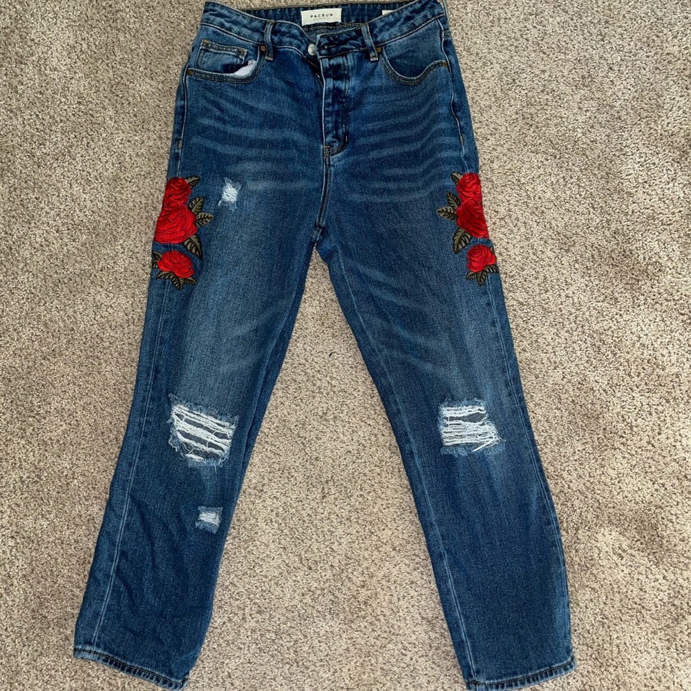 pacsun patched jeans